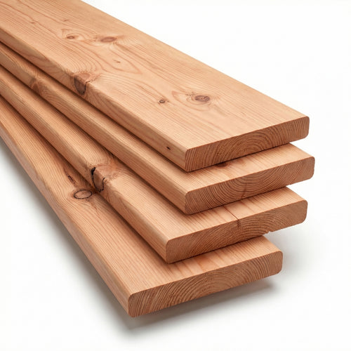 Lames de terrasse Douglas BC 150×27mm – surface lisse, nœuds naturels abondants, caractère rustique authentique